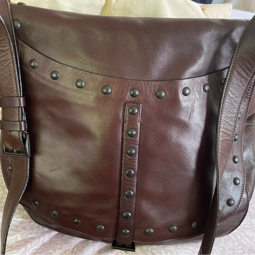 PRADA MILANO - EUC Brown leather vintage hobo/crossbody bag with studs ✨